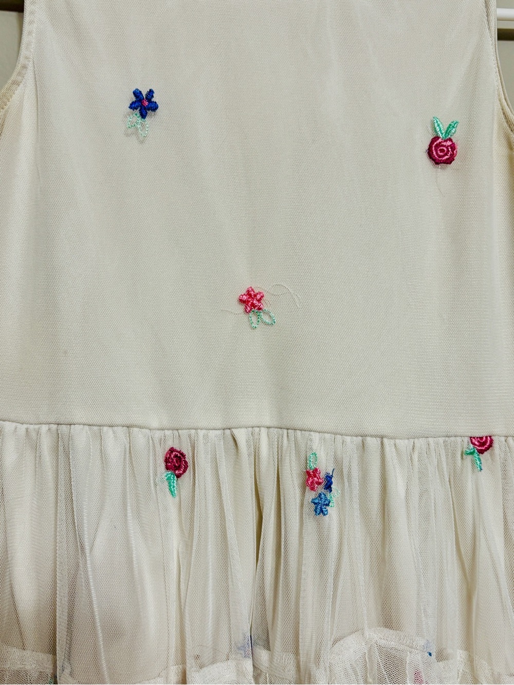 Rare Editions Girls Dress Size 12 Cream Tulle Tiered Lace Cottagecore Whimsical - Picture 3 of 8